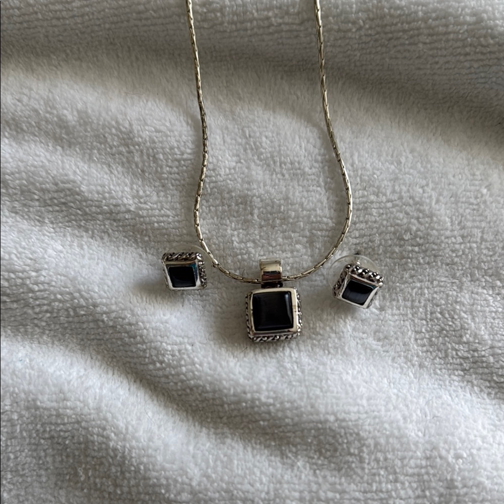 Silver and Black Jewelry Set